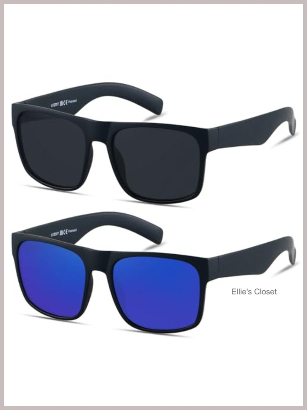 XL Polarized Square Sunglasses for Big Wide Heads Oversized 2 Pack